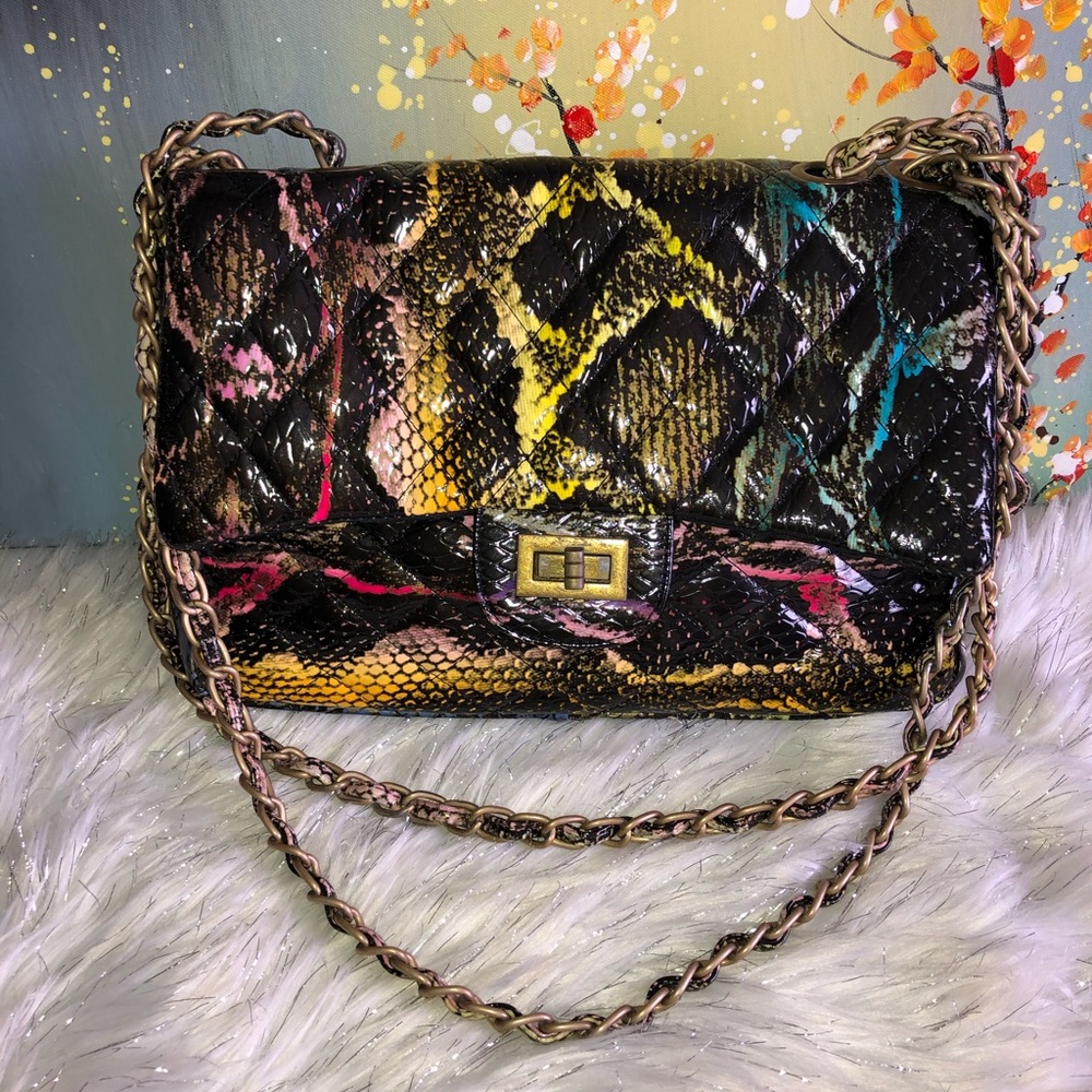 Colorful snakeskin purse